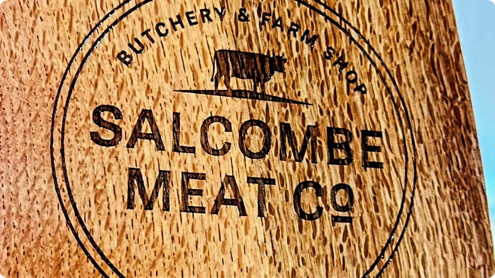 Salcombe Meat Co butchery and farm shop wooden sign